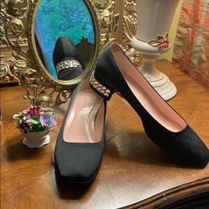 Kate Spade Black flats with rhinestone heels 7.5